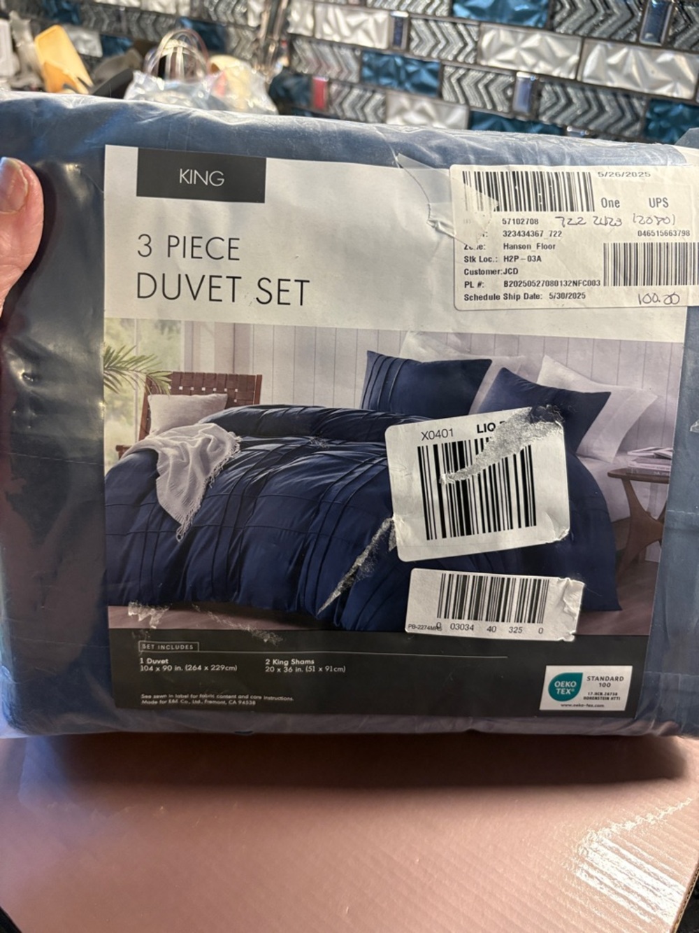 3-Piece Navy Blue Duvet Set -